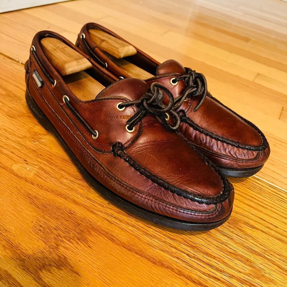 Sebago Brown Leather Boat Deck Shoes Mens US 10
